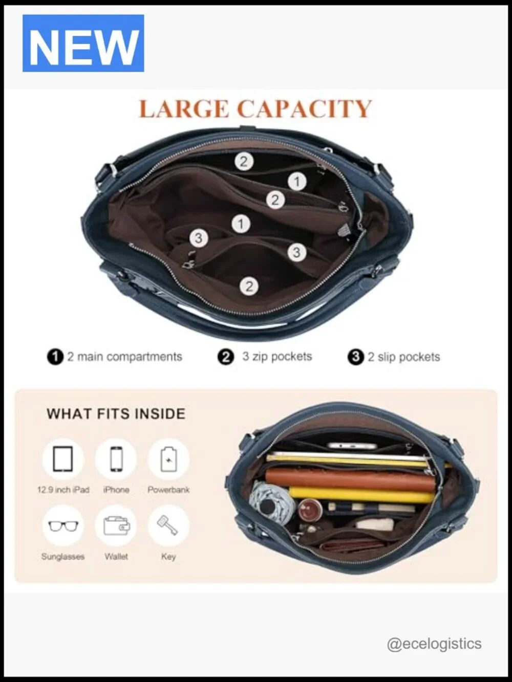 Genuine Leather Large Hobo Bag Crossbody Shoulder Handbag
